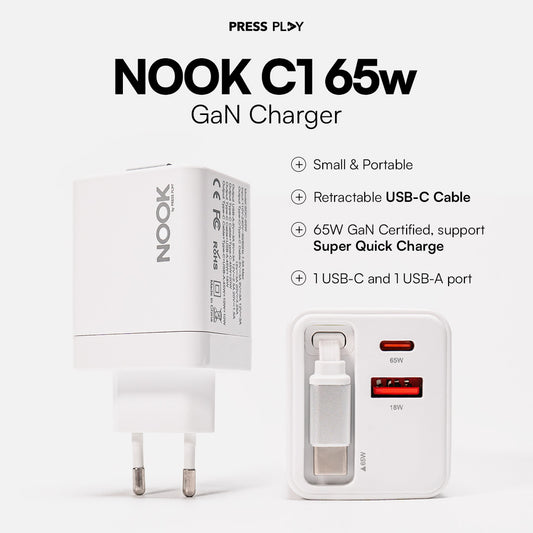 NOOK C1 65W GaN Retractable Charger