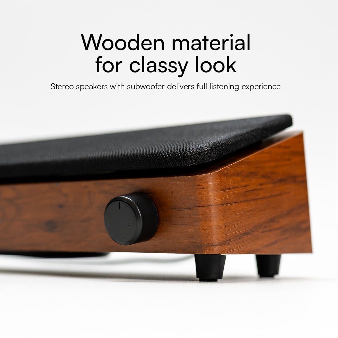 FORTE Stereo Wooden Desktop Soundbar Speaker