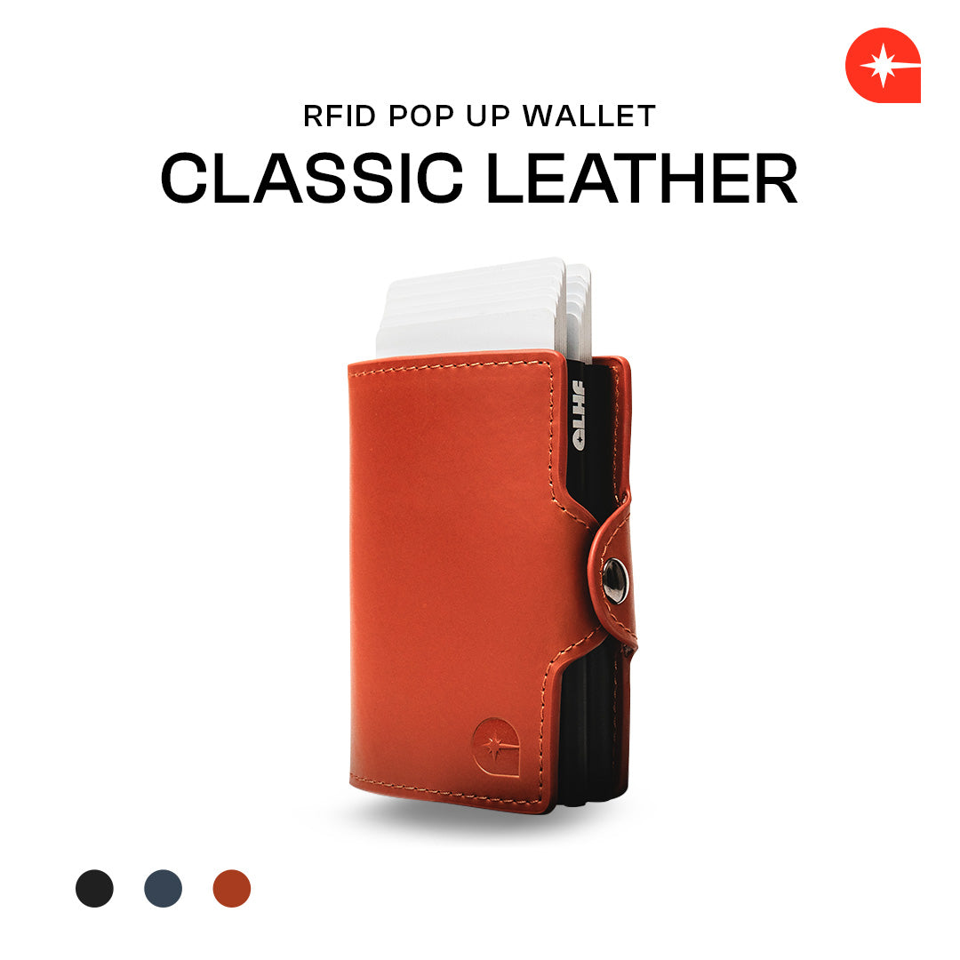 CLASSIC RFID Leather Pop Up Card Case Wallet by Press Play