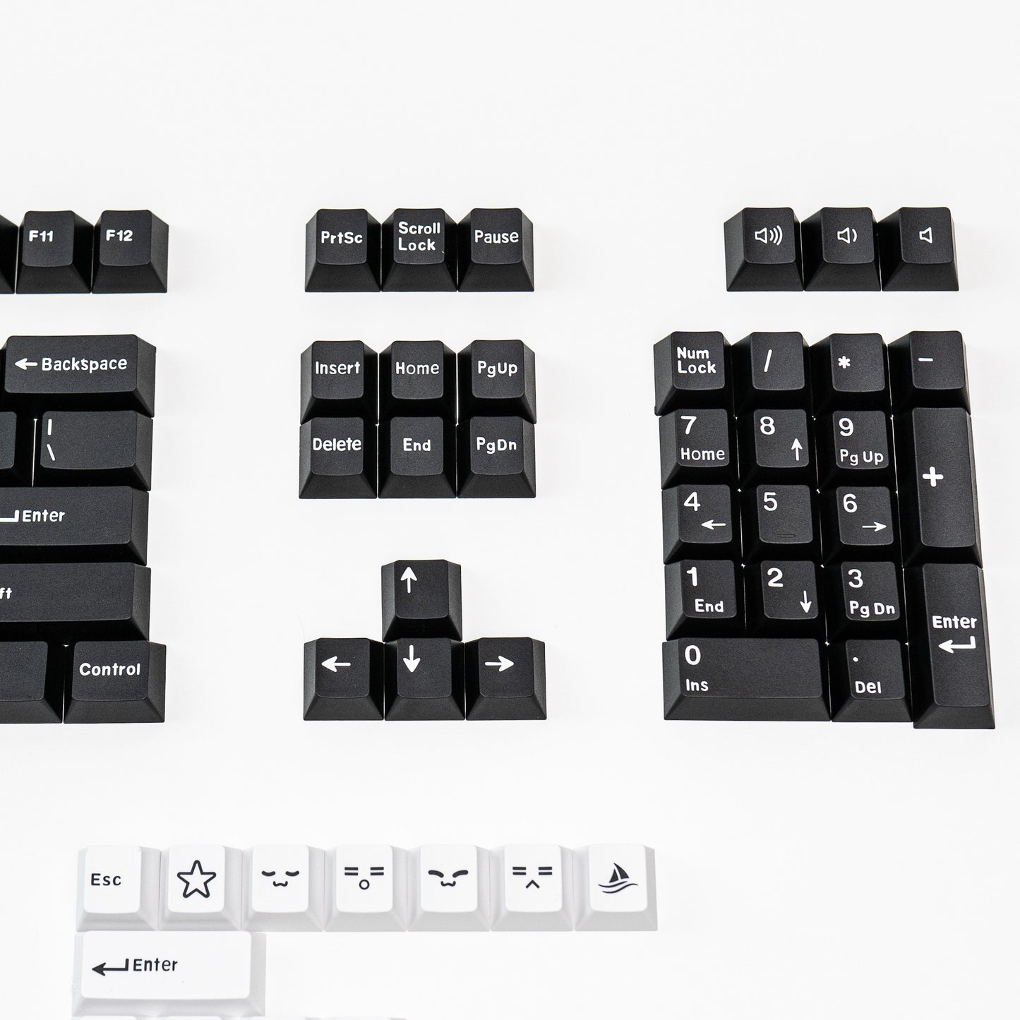 White on Black WoB PBT ABS Doubleshot Keycaps Keycap Set by Press Play