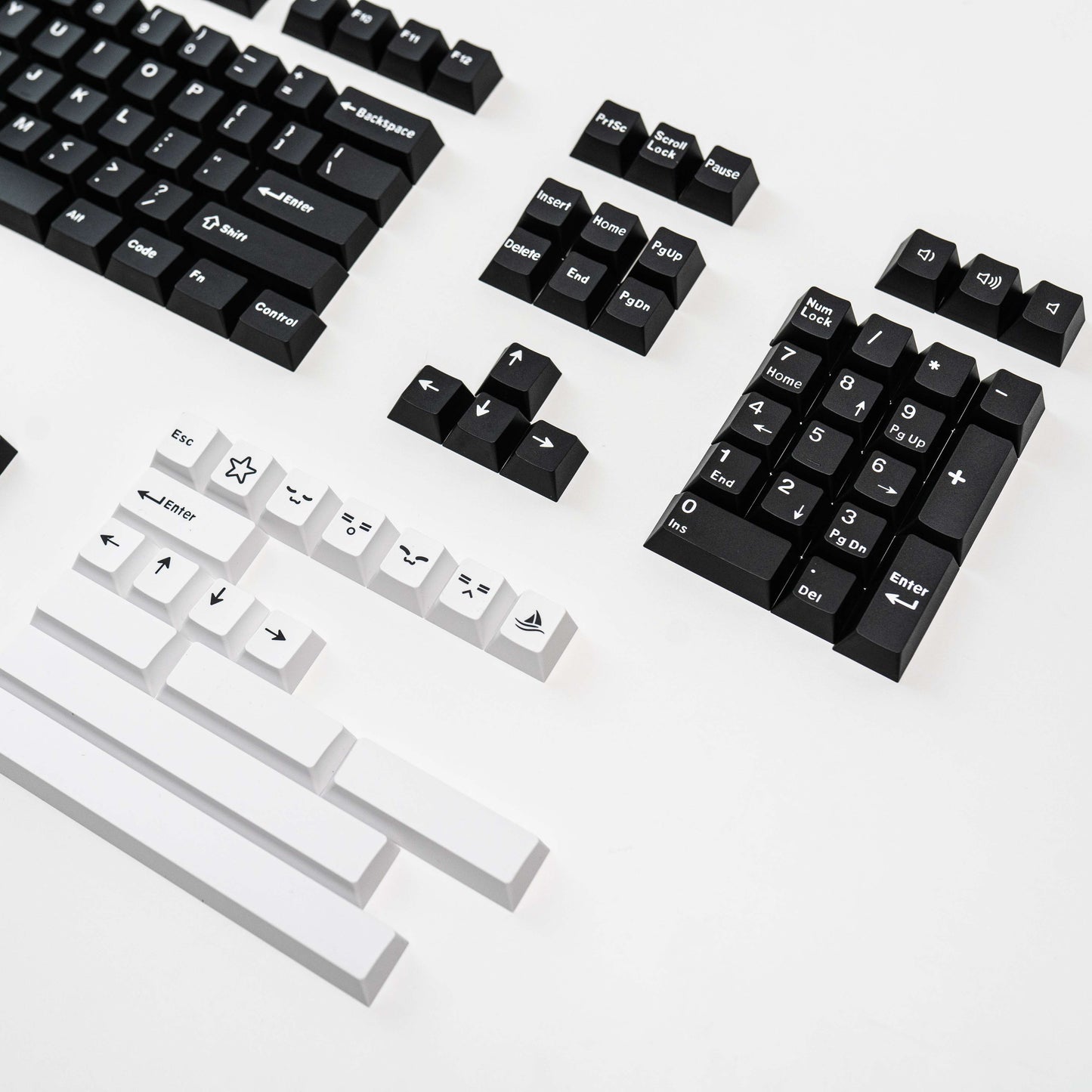 White on Black WoB PBT ABS Doubleshot Keycaps Keycap Set by Press Play