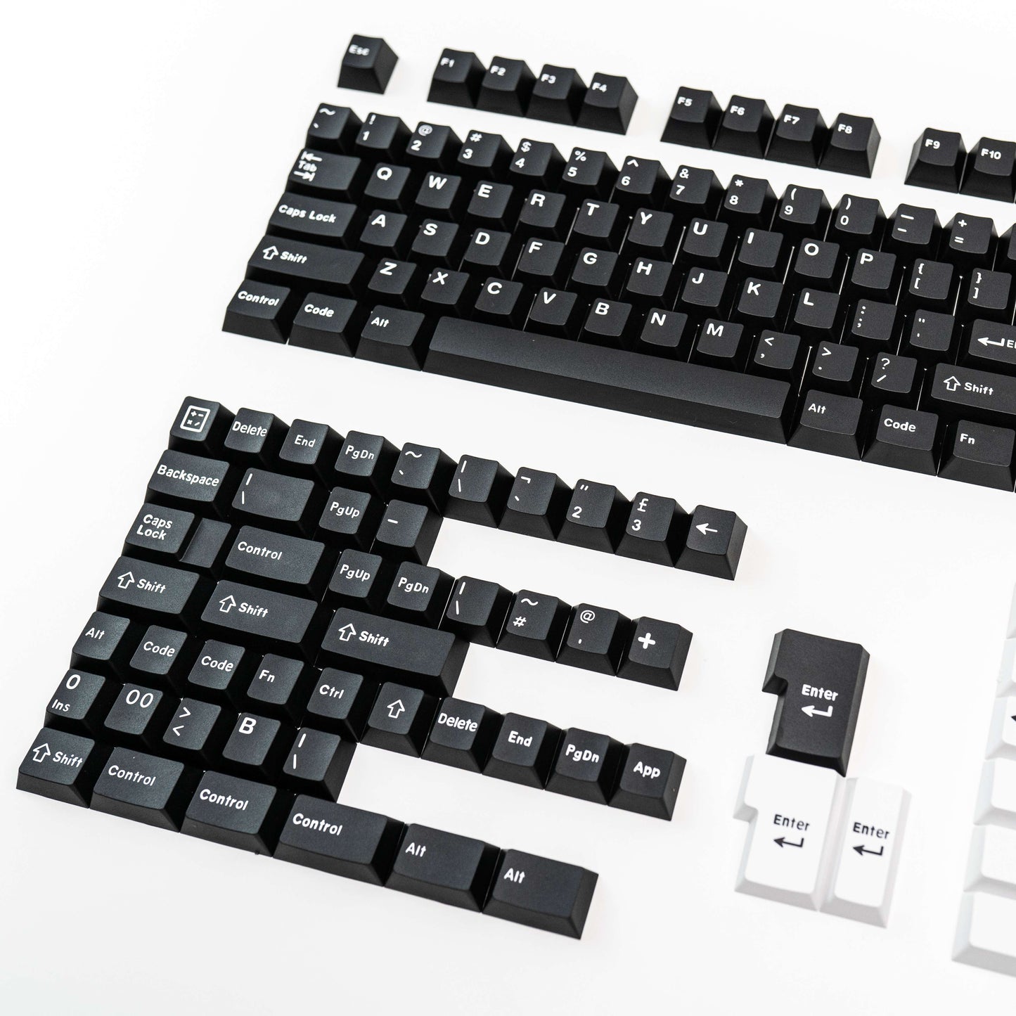 White on Black WoB PBT ABS Doubleshot Keycaps Keycap Set by Press Play