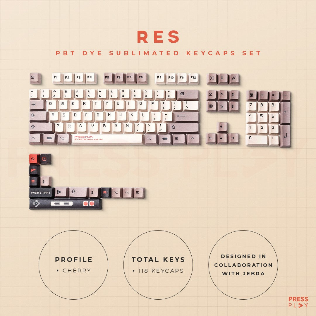 RES Retro Entertainment System Press Play x Jebbra PBT Keycaps