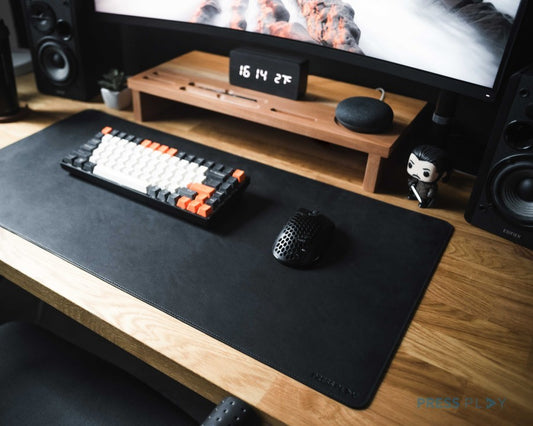Desk Mat Mouse Pad Besar 40x80cm Fiber Leather Kulit Hitam & Cokelat