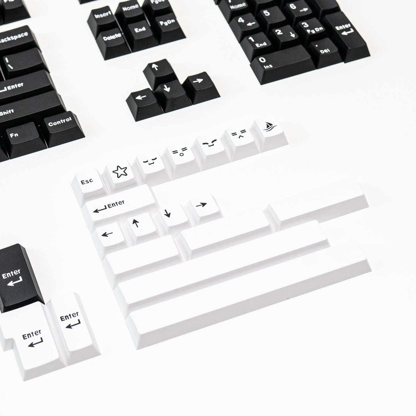 White on Black WoB PBT ABS Doubleshot Keycaps Keycap Set by Press Play