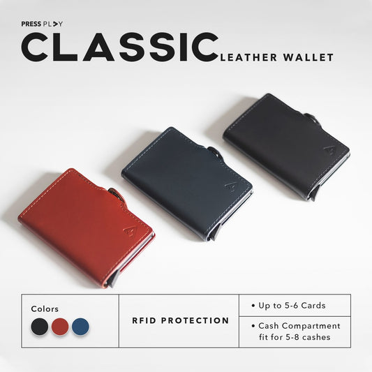 CLASSIC RFID Leather Pop Up Card Case Wallet by Press Play