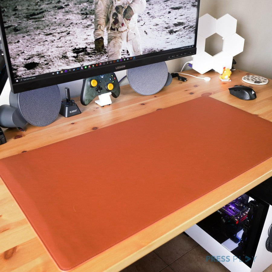 Desk Mat Mouse Pad Besar 40x80cm Fiber Leather Kulit Hitam & Cokelat