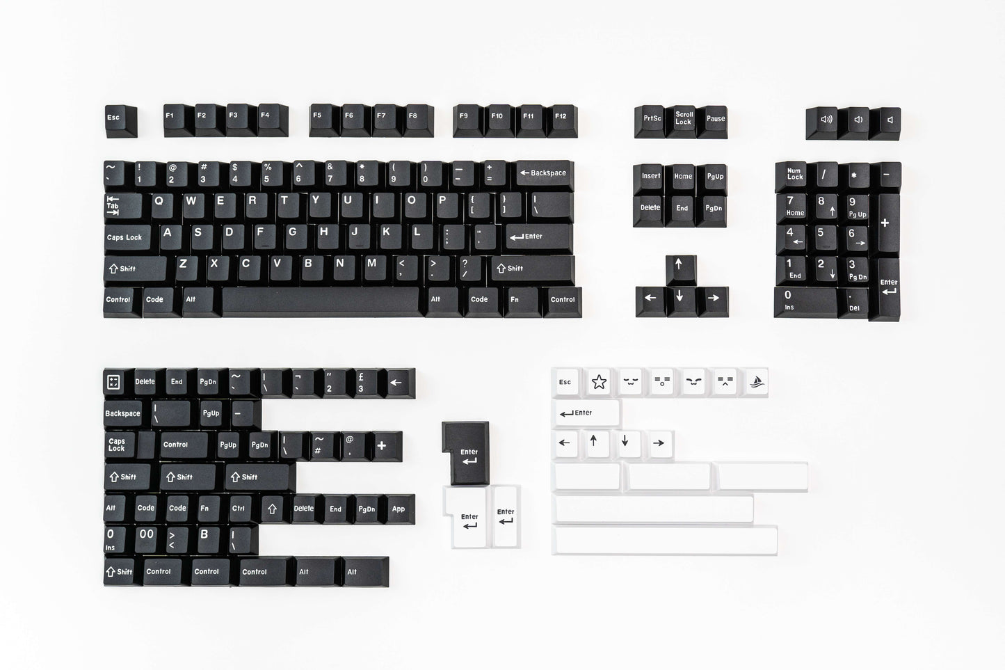 White on Black WoB PBT ABS Doubleshot Keycaps Keycap Set by Press Play