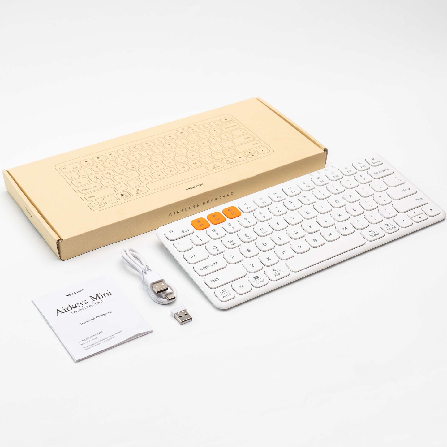 AirKeys Wireless Compact Keyboard Bluetooth 2.4G Dongle by Press Play