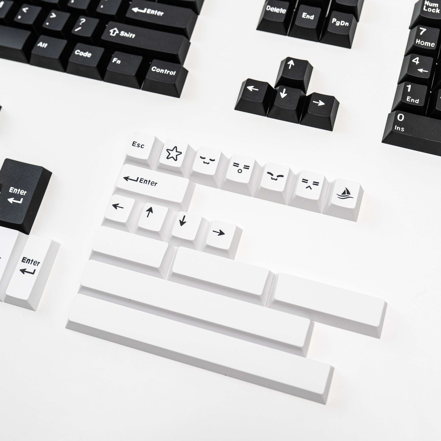 White on Black WoB PBT ABS Doubleshot Keycaps Keycap Set by Press Play