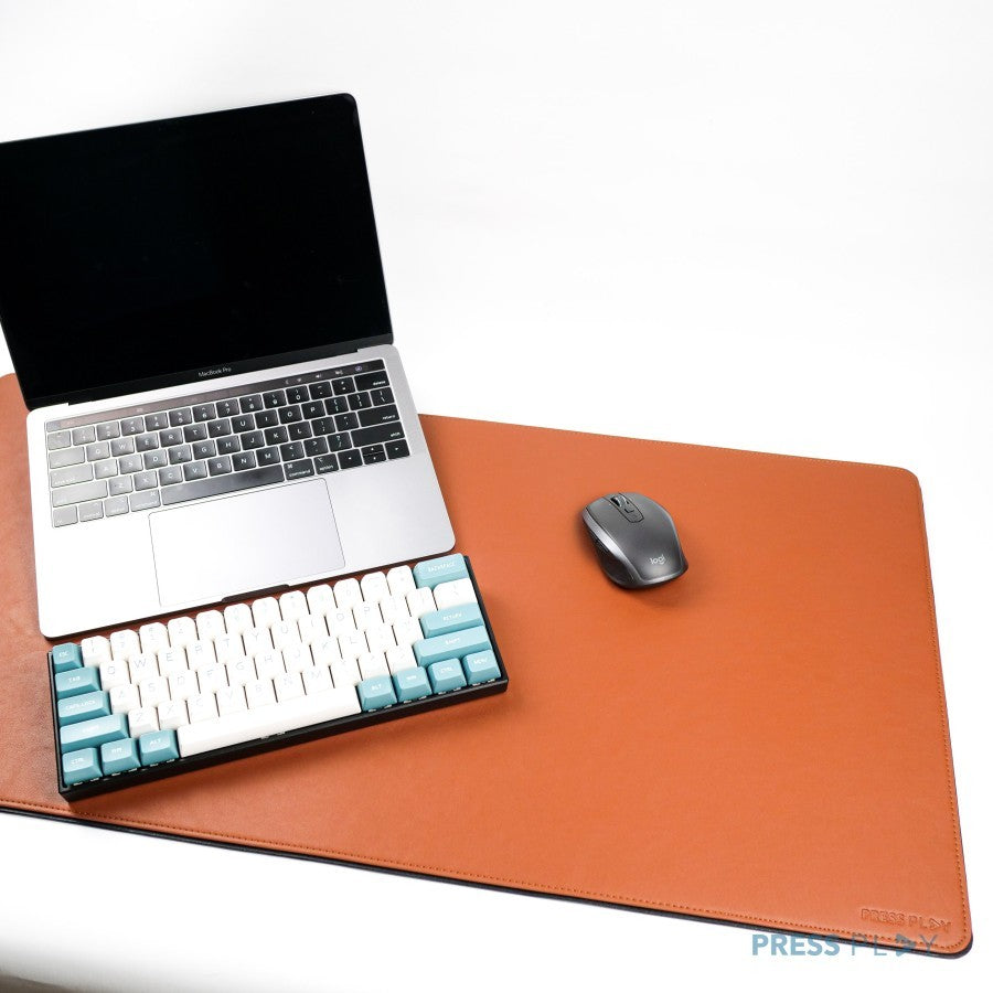 Desk Mat Mouse Pad Besar 40x80cm Fiber Leather Kulit Hitam & Cokelat