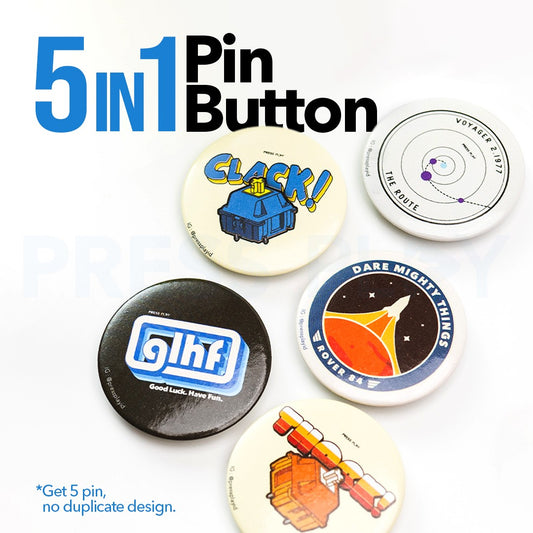 Press Play Pin Official 5in1 Pin Button Set Accessories by Press Play
