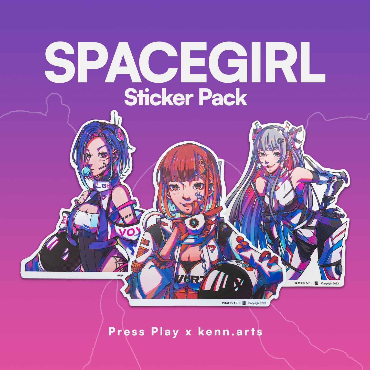 SPACEGIRLS Press Play x kenn.arts Stickers