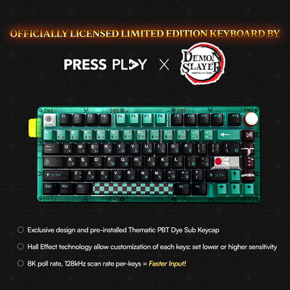 [Press Play x Demon Slayer] ESSENTIAL75 HE TANJIRO Edition 75% Rapid Trigger Hall Effect Keyboard