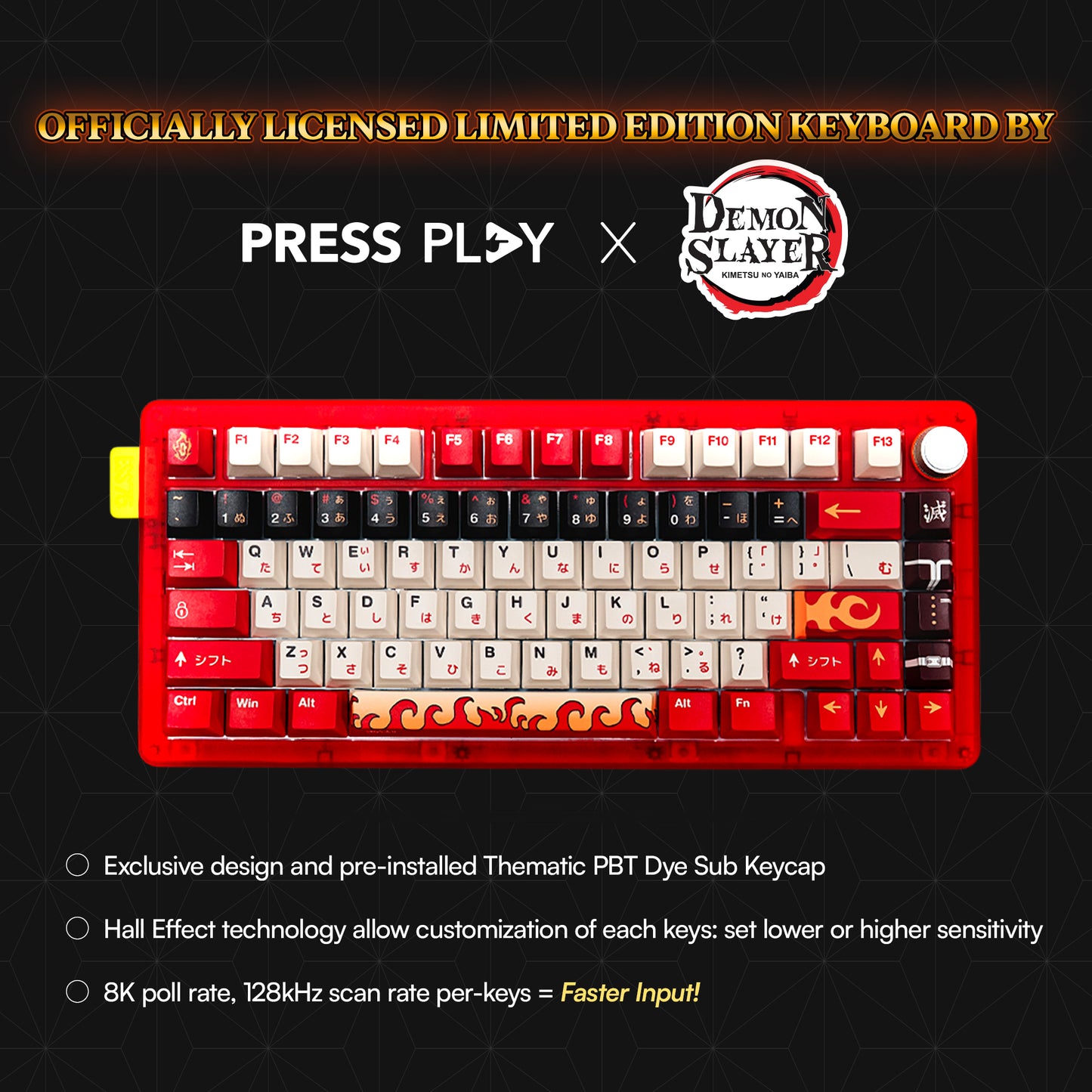 [Press Play x Demon Slayer] ESSENTIAL75 HE RENGOKU Edition 75% Rapid Trigger Hall Effect Keyboard