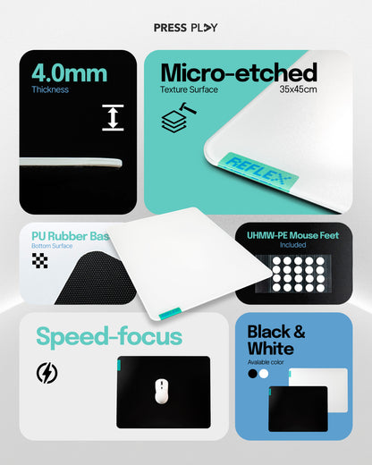 REFLEX Glasspad Micro-Etched Tempered Glass Gaming Mousepad