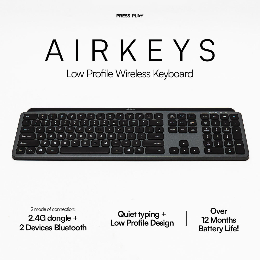 AirKeys Wireless Keyboard Bluetooth 2.4ghz Dongle