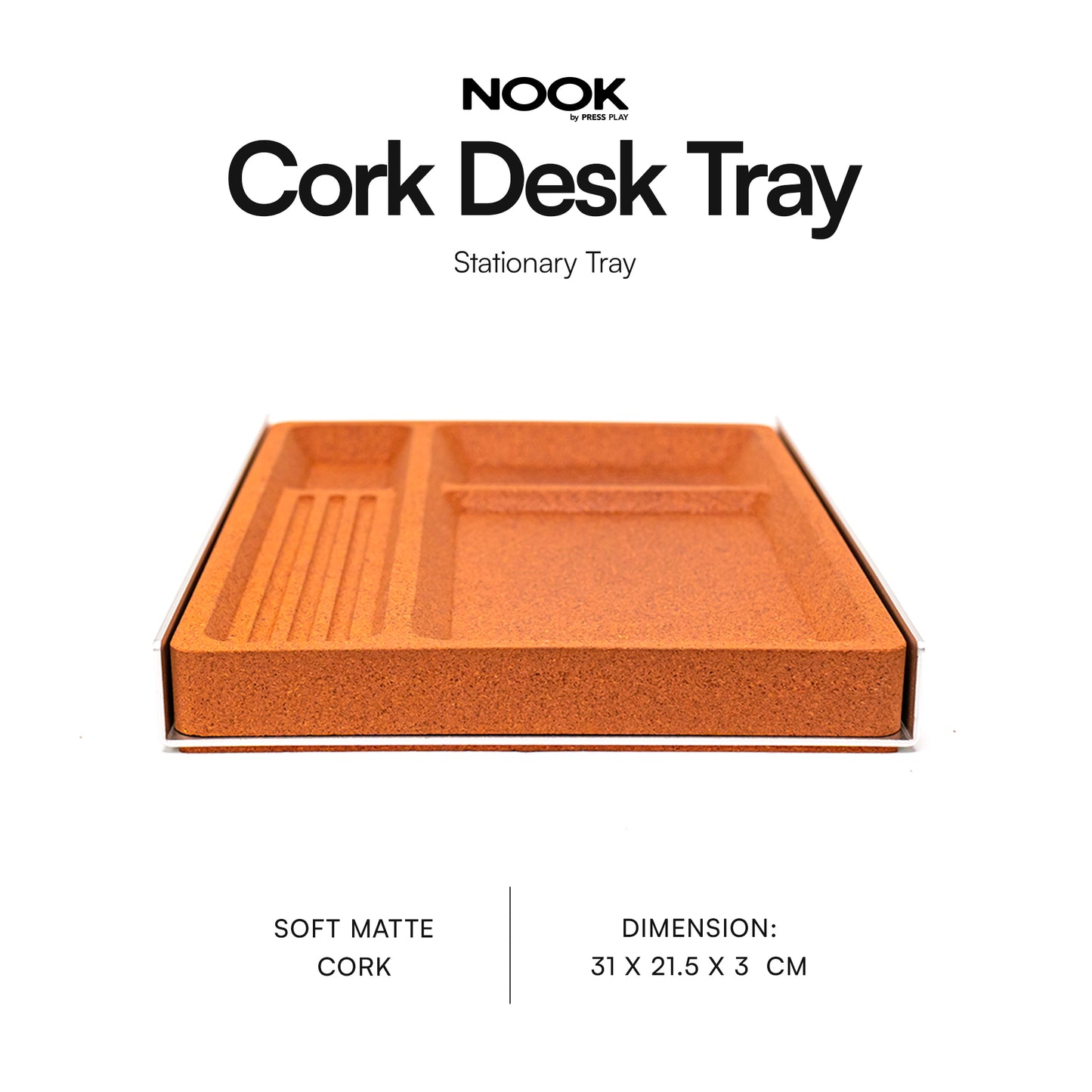 NOOK CORK DESK TRAY Standalone Wooden Tray Organizer