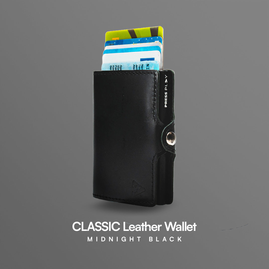 CLASSIC RFID Leather Pop Up Card Case Wallet by Press Play