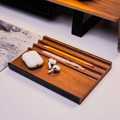 NOOK PEN DESK TRAY Walnut Wood Standalone Wooden Tray Organizer