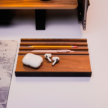 NOOK PEN DESK TRAY Walnut Wood Standalone Wooden Tray Organizer