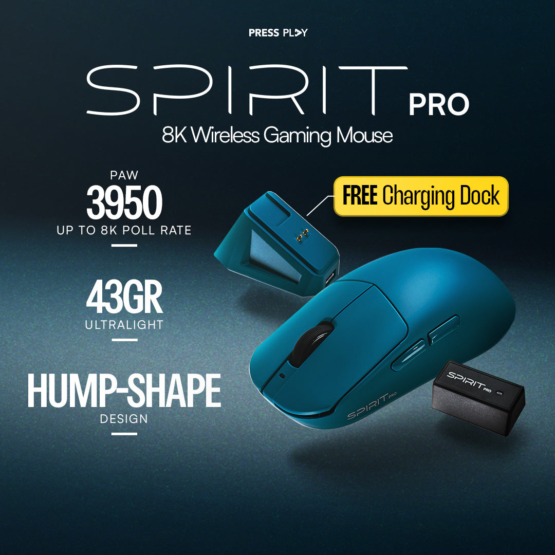 SPIRIT Pro 8K PAW3950 Wireless Gaming Mouse + Charging Dock