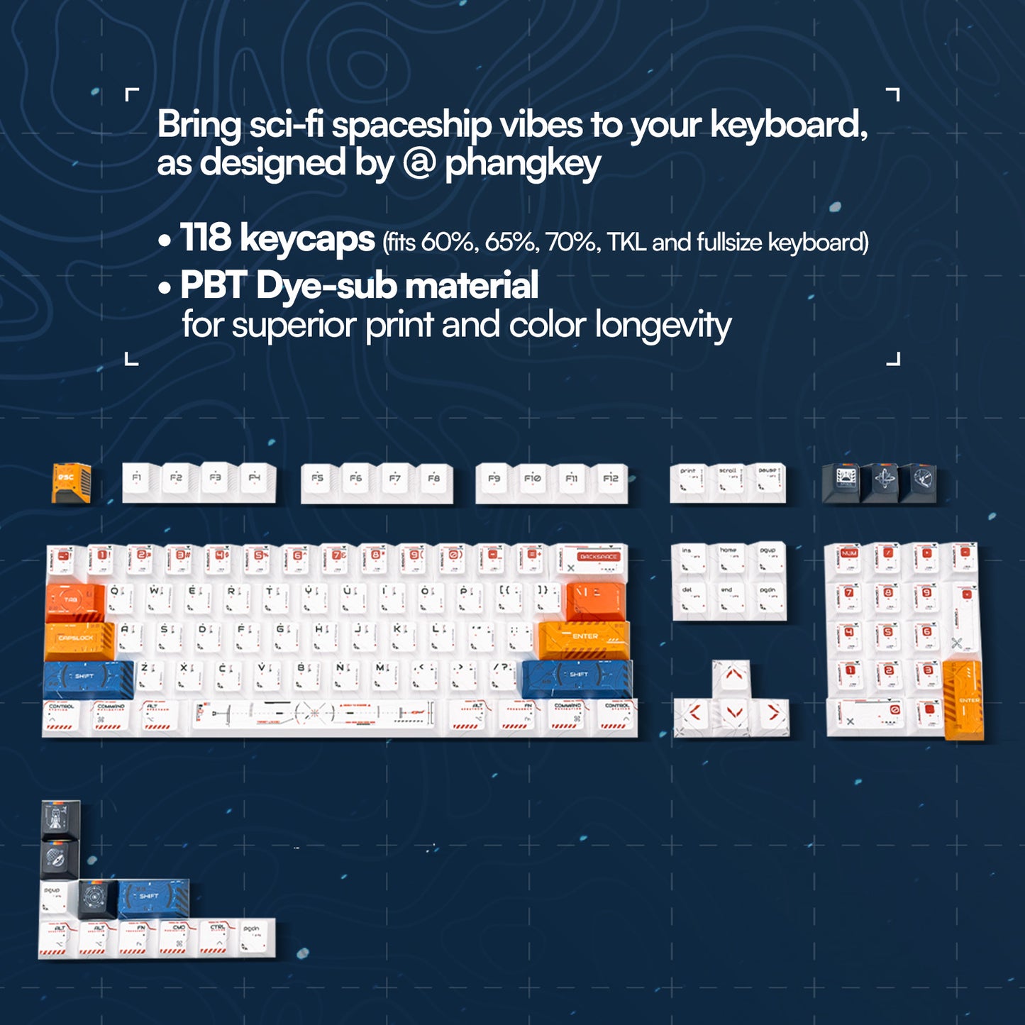 PPBT COSMONAUT PBT Dye Sub Keycap Set by Press Play x Phangkey