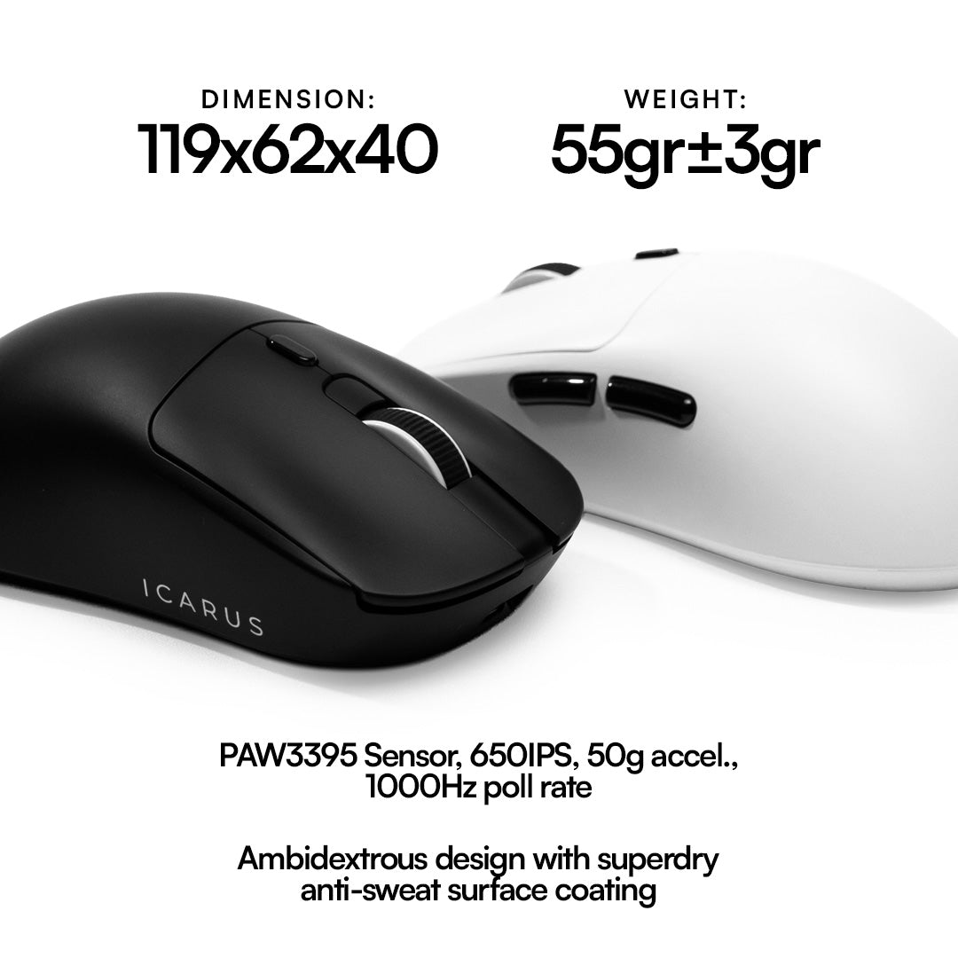 ICARUS V2 Nearlink PAW3395 Wireless Gaming Mouse