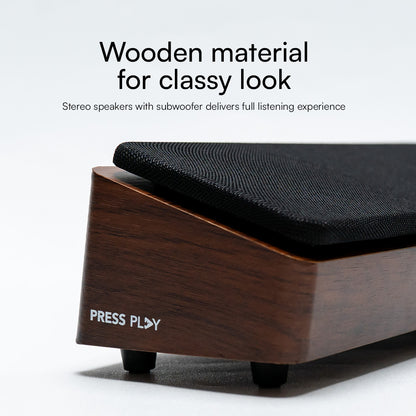 FORTE Stereo Wooden Desktop Soundbar Speaker