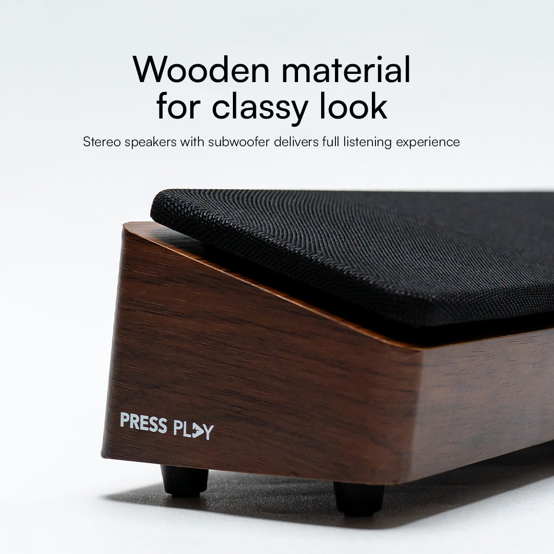 FORTE Stereo Wooden Desktop Soundbar Speaker