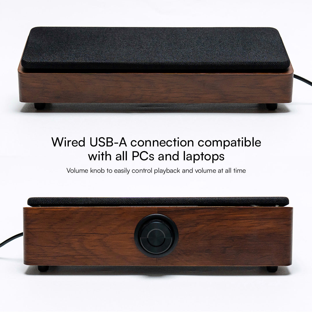 FORTE Stereo Wooden Desktop Soundbar Speaker