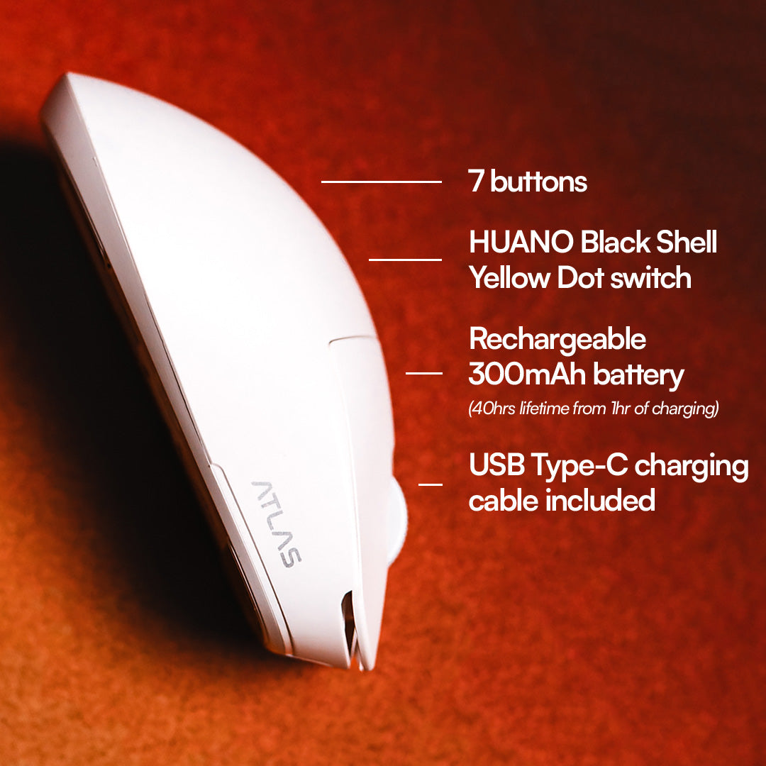 ATLAS Lite Ergonomic Ultralight Wireless Ergo Gaming Mouse