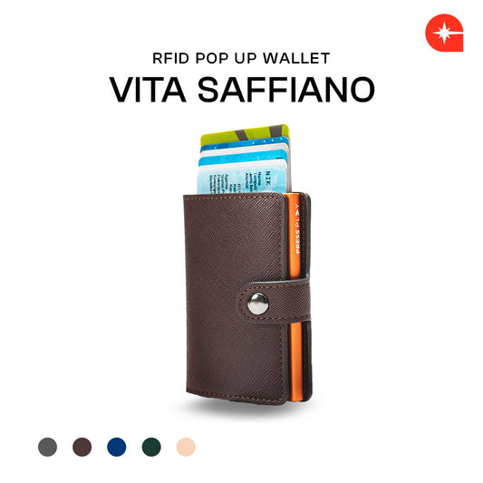 VITA Saffiano RFID Pop Up Card holder by Press Play