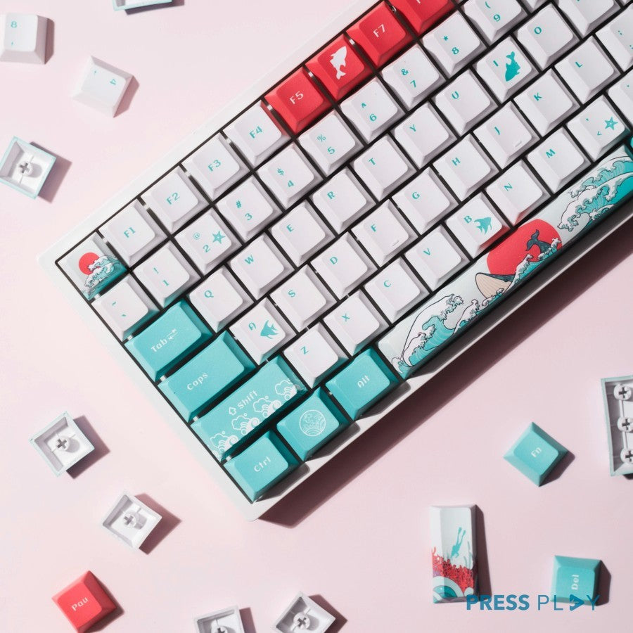 Ukiyo Sea Waves PBT Dye Sub Keycaps 108 Keys