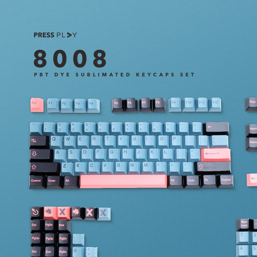 8008 PBT Dye Sub Sublimated Keycaps Keycap Set – pressplayid