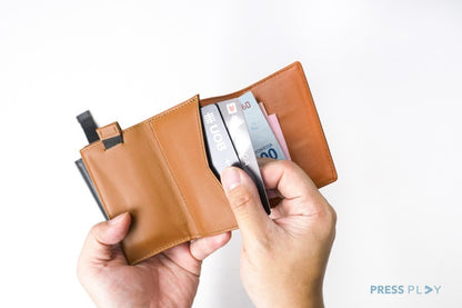 SNAPFOLD Trifold Leather RFID Wallet by Press Play