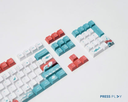 Ukiyo Sea Waves PBT Dye Sub Keycaps 108 Keys