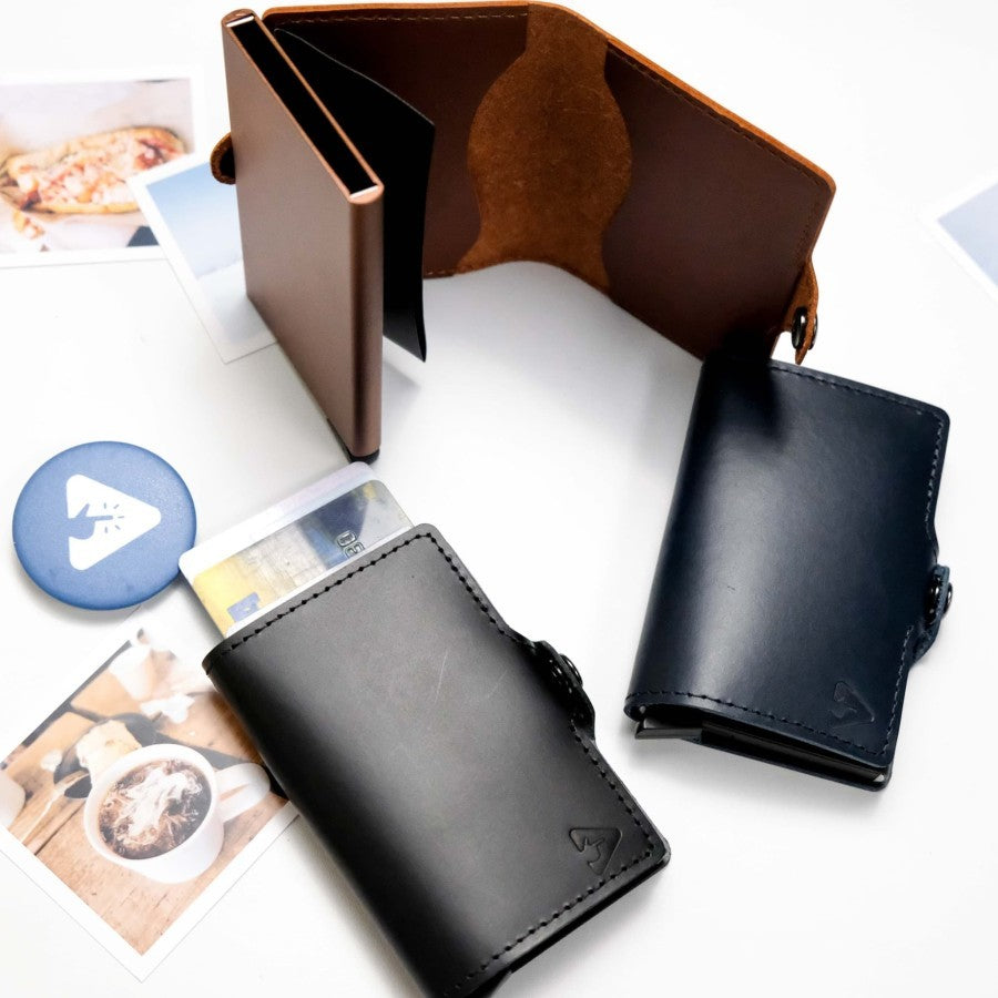 CLASSIC RFID Leather Pop Up Card Case Wallet by Press Play