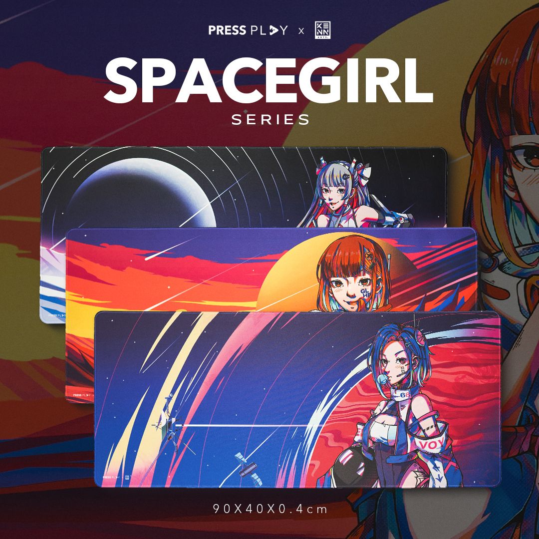 SPACEGIRLS Press Play x kenn.arts Gaming Mousepad Deskmat