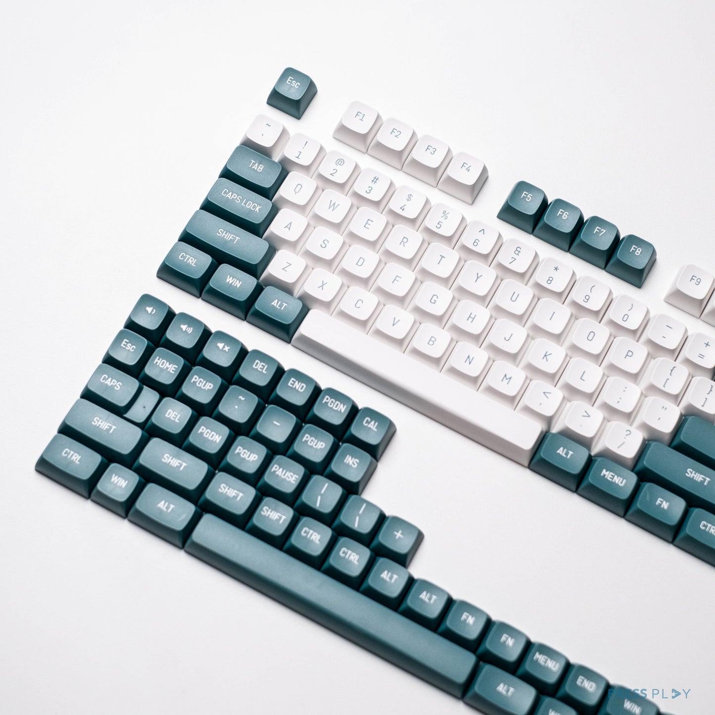 OASIS Green - White CSA Profile Doubleshot PBT Keycaps