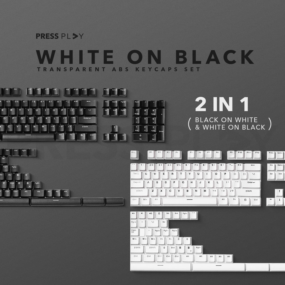 WoB White on Black PBT Doubleshot Keycaps Set by Press Play