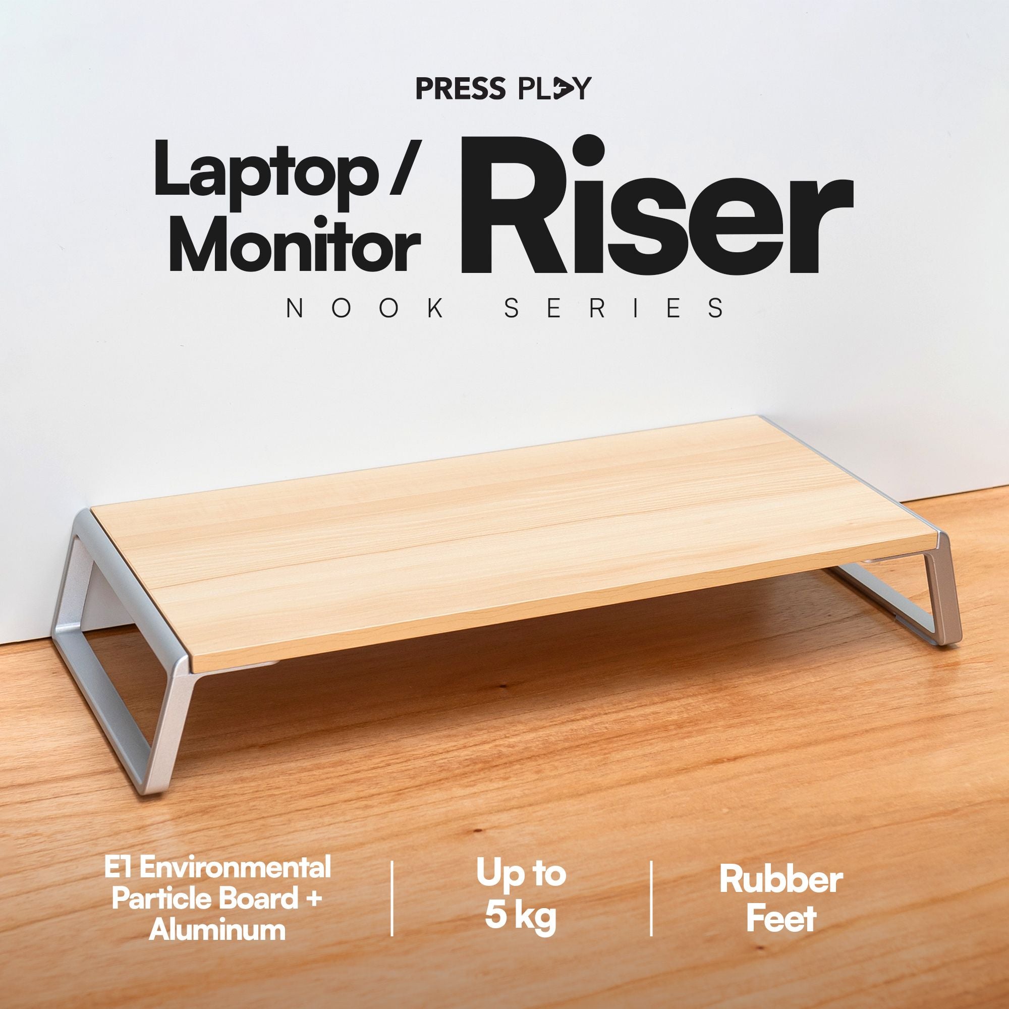 NOOK LAPTOP MONITOR RISER Wooden Aluminum Stand – pressplayid